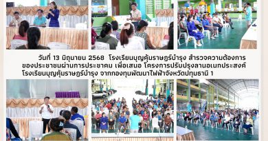 วันที่ 13 มิถุนายน 2568 โรงเรียนบุญคุ้มราษฎร์บำรุง สำรวจความต้องการของประชาชนผ่านการประชาคม เพื่อเสนอโครงการการปรับปรุงลานเอนกประสงค์โรงเรียนบุญคุ้มราษฎร์บำรุง จากกองทุนพัฒนาไฟฟ้าจังหวัดปทุมธานี 1